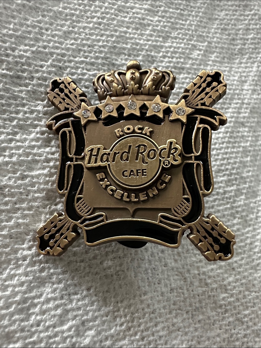 Hard Rock Cafe Gold and Black Crest Enamel Pin